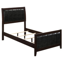 Load image into Gallery viewer, Carlton Full & Twin Upholstered Panel Bed Cappuccino and Black
