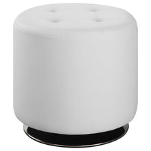 Load image into Gallery viewer, Bowman Round Upholstered Ottoman White