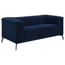Load image into Gallery viewer, Chalet Tuxedo Arm Loveseat Blue
