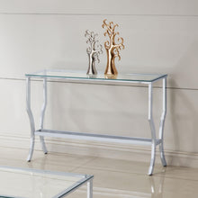 Load image into Gallery viewer, Saide Rectangular Sofa Table with Mirrored Shelf Chrome