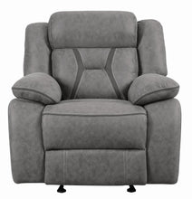 Load image into Gallery viewer, Higgins Overstuffed Upholstered Glider Recliner Grey
