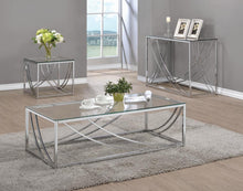 Load image into Gallery viewer, Lille Glass Top Rectangular Sofa Table Accents Chrome