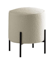Load image into Gallery viewer, Basye Round Upholstered Ottoman Beige and Matte Black