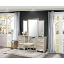 Load image into Gallery viewer, Celandine Vanity Stool in Pearl/Silver 1928-14