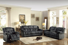 Load image into Gallery viewer, Laurelton Double Glider Reclining Loveseat w/ Center Console in Charcoal 9636CC-2