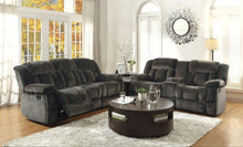 Load image into Gallery viewer, Laurelton Double Glider Reclining Loveseat w/ Center Console in Chocolate 9636-2