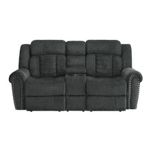 Load image into Gallery viewer, Nutmeg Double Reclining Loveseat in Charcoal Gray 9901CC-2