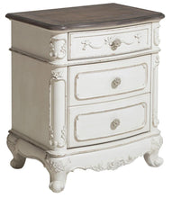 Load image into Gallery viewer, Cinderella Night Stand in Antique White with Grey Rub-Through