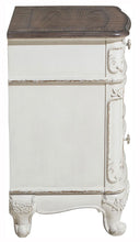 Load image into Gallery viewer, Cinderella Night Stand in Antique White with Grey Rub-Through