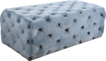 Load image into Gallery viewer, Casey Sky Blue Velvet Ottoman/Bench