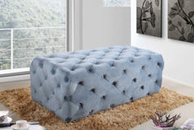Load image into Gallery viewer, Casey Sky Blue Velvet Ottoman/Bench