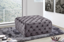 Load image into Gallery viewer, Ariel Grey Velvet Ottoman/Bench
