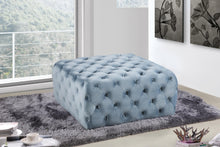 Load image into Gallery viewer, Ariel Sky Blue Velvet Ottoman/Bench