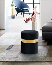 Load image into Gallery viewer, Hailey Black Velvet Ottoman/Stool