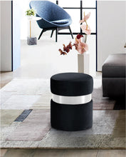 Load image into Gallery viewer, Hailey Black Velvet Ottoman/Stool