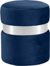 Load image into Gallery viewer, Hailey Navy Velvet Ottoman/Stool