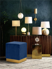 Load image into Gallery viewer, Jax Navy Velvet Ottoman/Stool