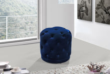 Load image into Gallery viewer, Harper Navy Velvet Ottoman/Stool
