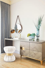 Load image into Gallery viewer, Vino Cream Velvet Ottoman/Stool