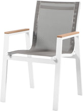 Load image into Gallery viewer, Nizuc Grey Mesh Waterproof Fabric Outdoor Patio Aluminum Mesh Dining Arm Chair