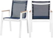 Load image into Gallery viewer, Nizuc Navy Mesh Waterproof Fabric Outdoor Patio Aluminum Mesh Dining Arm Chair