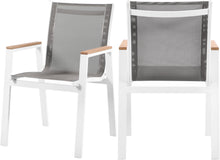 Load image into Gallery viewer, Nizuc Grey Mesh Waterproof Fabric Outdoor Patio Aluminum Mesh Dining Arm Chair