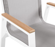 Load image into Gallery viewer, Nizuc Grey Mesh Waterproof Fabric Outdoor Patio Aluminum Mesh Dining Arm Chair