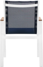 Load image into Gallery viewer, Nizuc Navy Mesh Waterproof Fabric Outdoor Patio Aluminum Mesh Dining Arm Chair