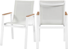 Load image into Gallery viewer, Nizuc White Mesh Waterproof Fabric Outdoor Patio Aluminum Mesh Dining Arm Chair