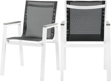 Load image into Gallery viewer, Nizuc Black Mesh Waterproof Fabric Outdoor Patio Aluminum Mesh Dining Arm Chair