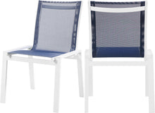 Load image into Gallery viewer, Nizuc Navy Mesh Waterproof Fabric Outdoor Patio Aluminum Mesh Dining Chair