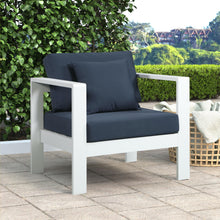 Load image into Gallery viewer, Nizuc Navy Waterproof Fabric Outdoor Patio Aluminum Arm Chair
