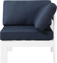 Load image into Gallery viewer, Nizuc Navy Waterproof Fabric Outdoor Patio Aluminum Corner Chair