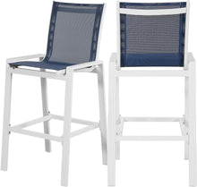 Load image into Gallery viewer, Nizuc Navy Mesh Waterproof Fabric Outdoor Patio Aluminum Mesh Barstool