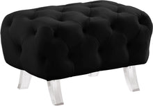 Load image into Gallery viewer, Crescent Black Velvet Ottoman