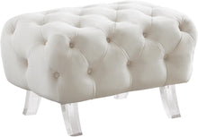 Load image into Gallery viewer, Crescent Cream Velvet Ottoman