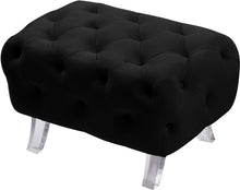 Load image into Gallery viewer, Crescent Black Velvet Ottoman