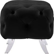 Load image into Gallery viewer, Crescent Black Velvet Ottoman