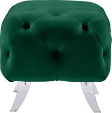 Load image into Gallery viewer, Crescent Green Velvet Ottoman