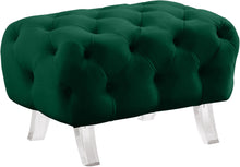 Load image into Gallery viewer, Crescent Green Velvet Ottoman