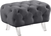 Load image into Gallery viewer, Crescent Grey Velvet Ottoman