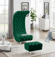 Load image into Gallery viewer, Crescent Green Velvet Ottoman