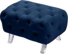 Load image into Gallery viewer, Crescent Navy Velvet Ottoman