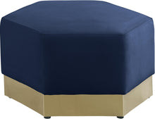 Load image into Gallery viewer, Marquis Navy Velvet Ottoman