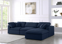 Load image into Gallery viewer, Serene Navy Linen Fabric Deluxe Cloud Modular Sectional