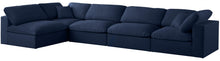 Load image into Gallery viewer, Serene Navy Linen Fabric Deluxe Cloud Modular Sectional