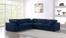 Load image into Gallery viewer, Serene Navy Linen Fabric Deluxe Cloud Modular Sectional