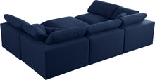 Load image into Gallery viewer, Serene Navy Linen Fabric Deluxe Cloud Modular Sectional
