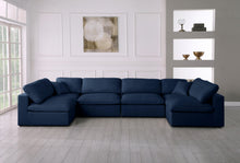 Load image into Gallery viewer, Serene Navy Linen Fabric Deluxe Cloud Modular Sectional
