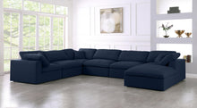 Load image into Gallery viewer, Serene Navy Linen Fabric Deluxe Cloud Modular Sectional
